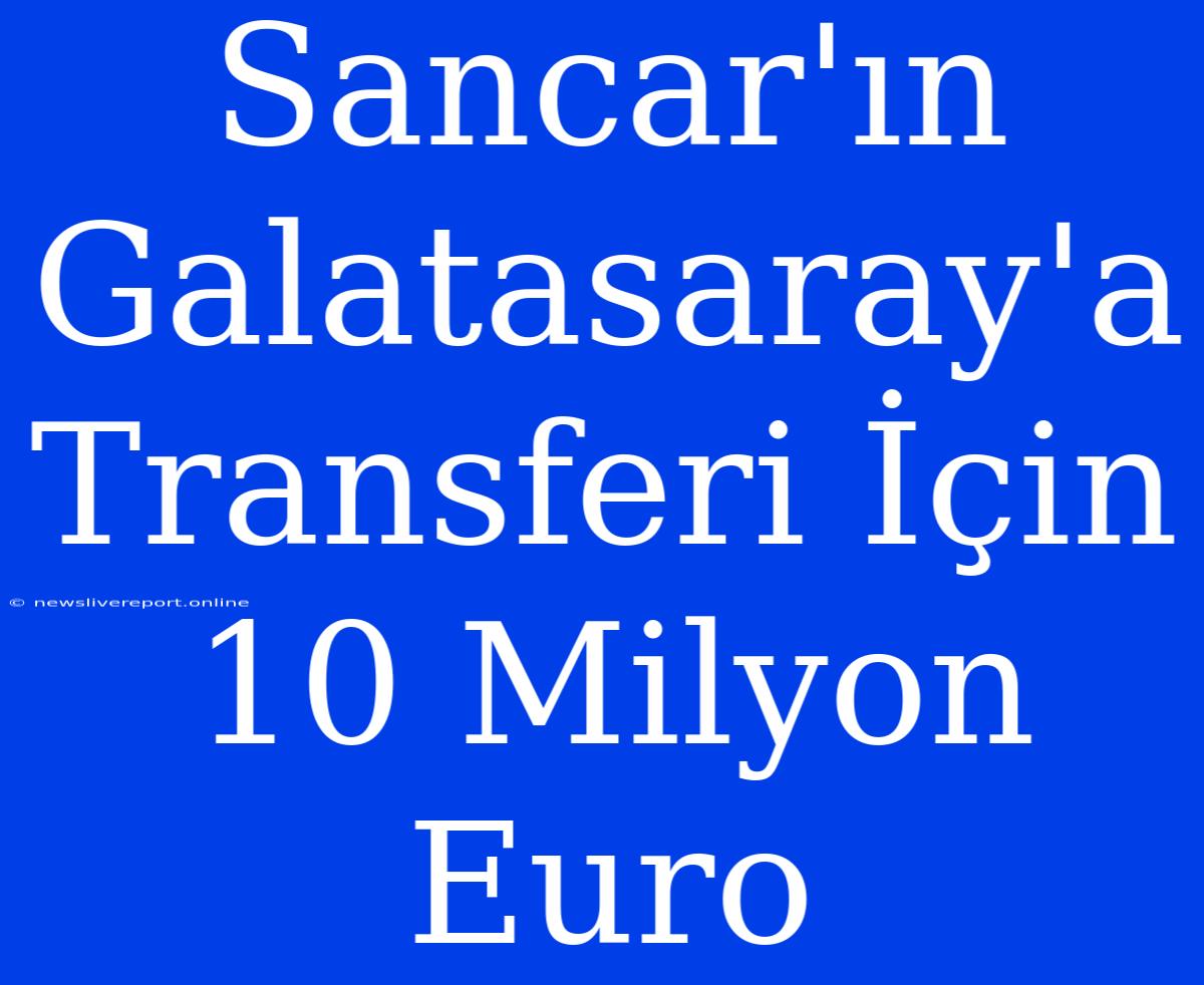 Sancar'ın Galatasaray'a Transferi İçin 10 Milyon Euro