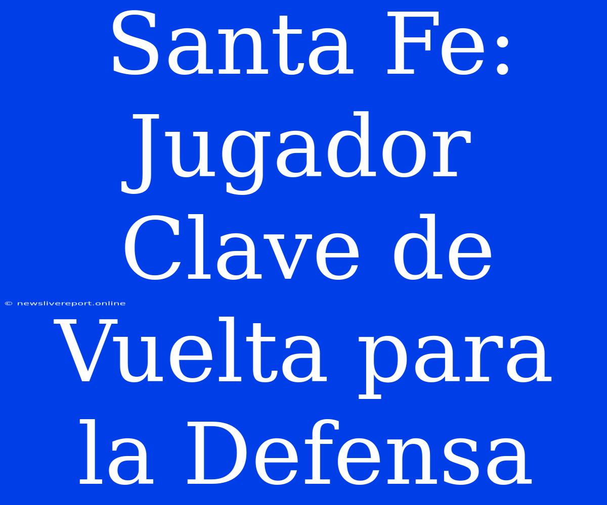 Santa Fe: Jugador Clave De Vuelta Para La Defensa