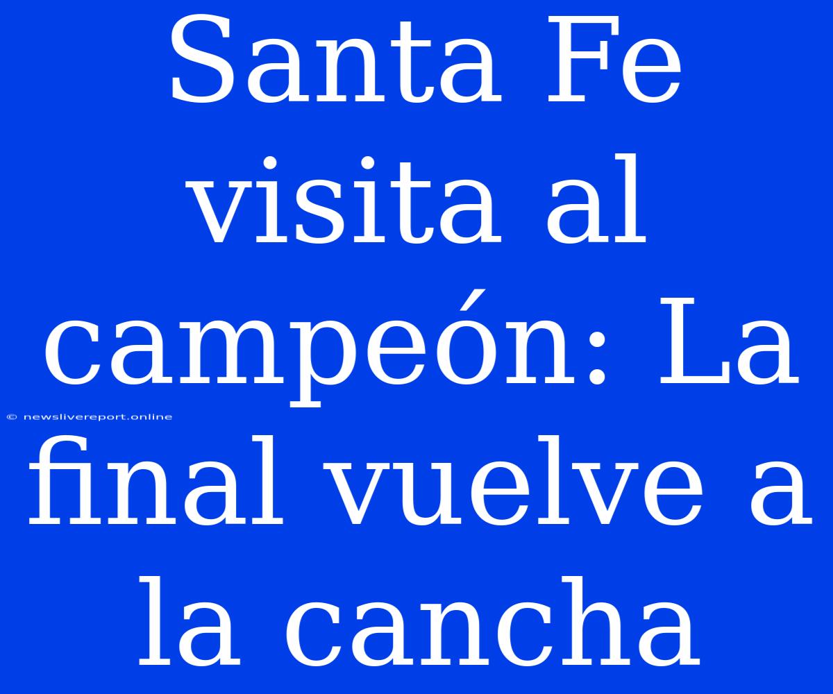 Santa Fe Visita Al Campeón: La Final Vuelve A La Cancha