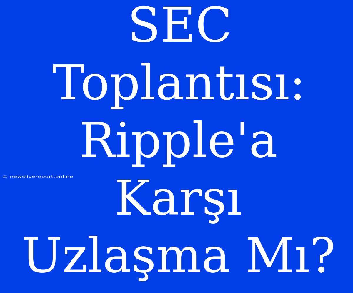 SEC Toplantısı: Ripple'a Karşı Uzlaşma Mı?