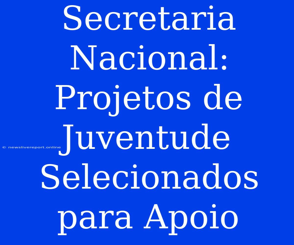 Secretaria Nacional: Projetos De Juventude Selecionados Para Apoio