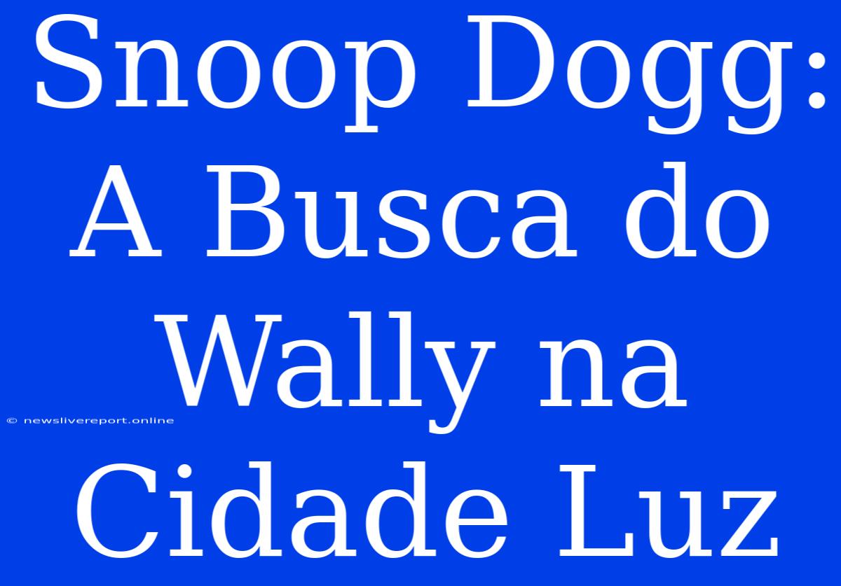 Snoop Dogg: A Busca Do Wally Na Cidade Luz