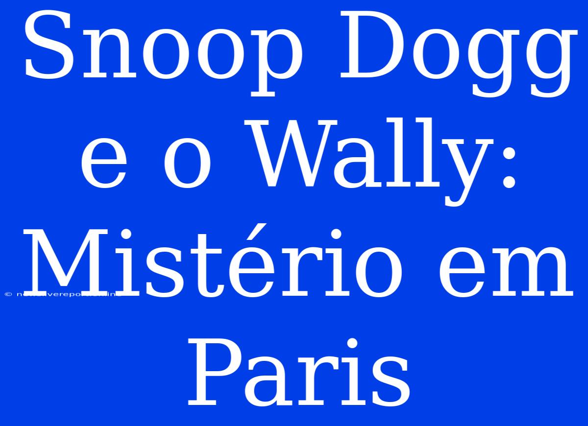 Snoop Dogg E O Wally: Mistério Em Paris