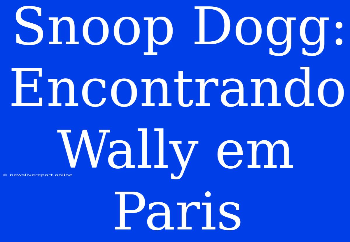 Snoop Dogg: Encontrando Wally Em Paris