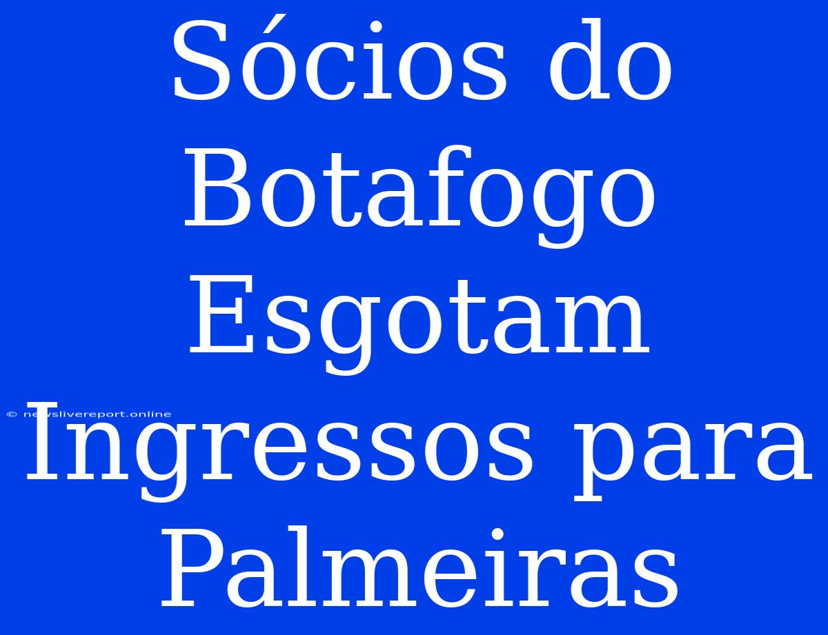 Sócios Do Botafogo Esgotam Ingressos Para Palmeiras