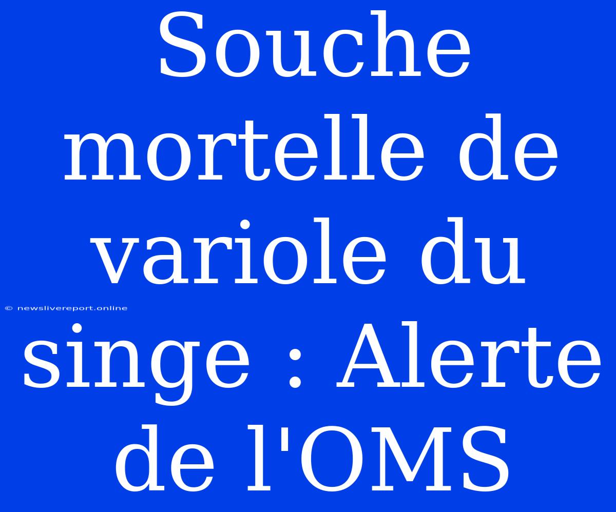 Souche Mortelle De Variole Du Singe : Alerte De L'OMS