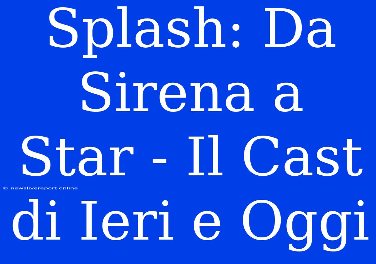 Splash: Da Sirena A Star - Il Cast Di Ieri E Oggi