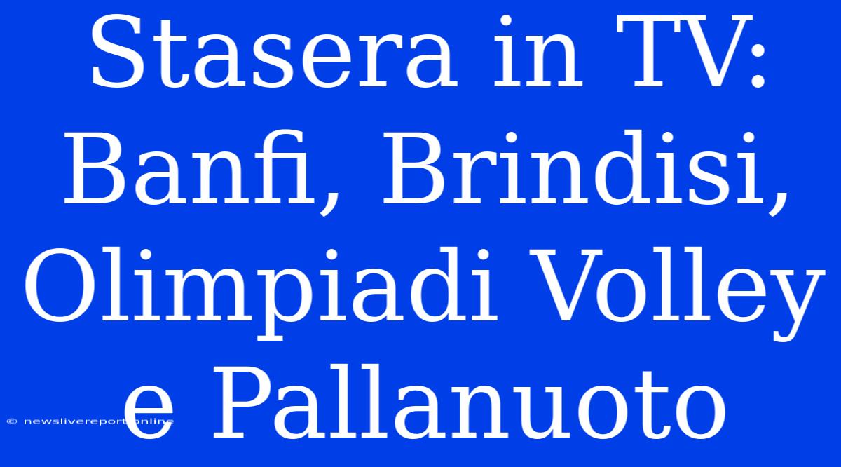 Stasera In TV: Banfi, Brindisi, Olimpiadi Volley E Pallanuoto