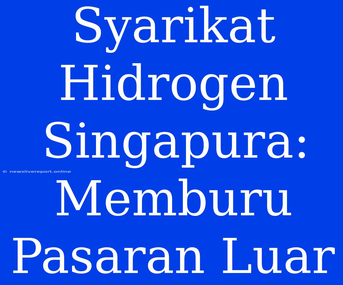 Syarikat Hidrogen Singapura: Memburu Pasaran Luar