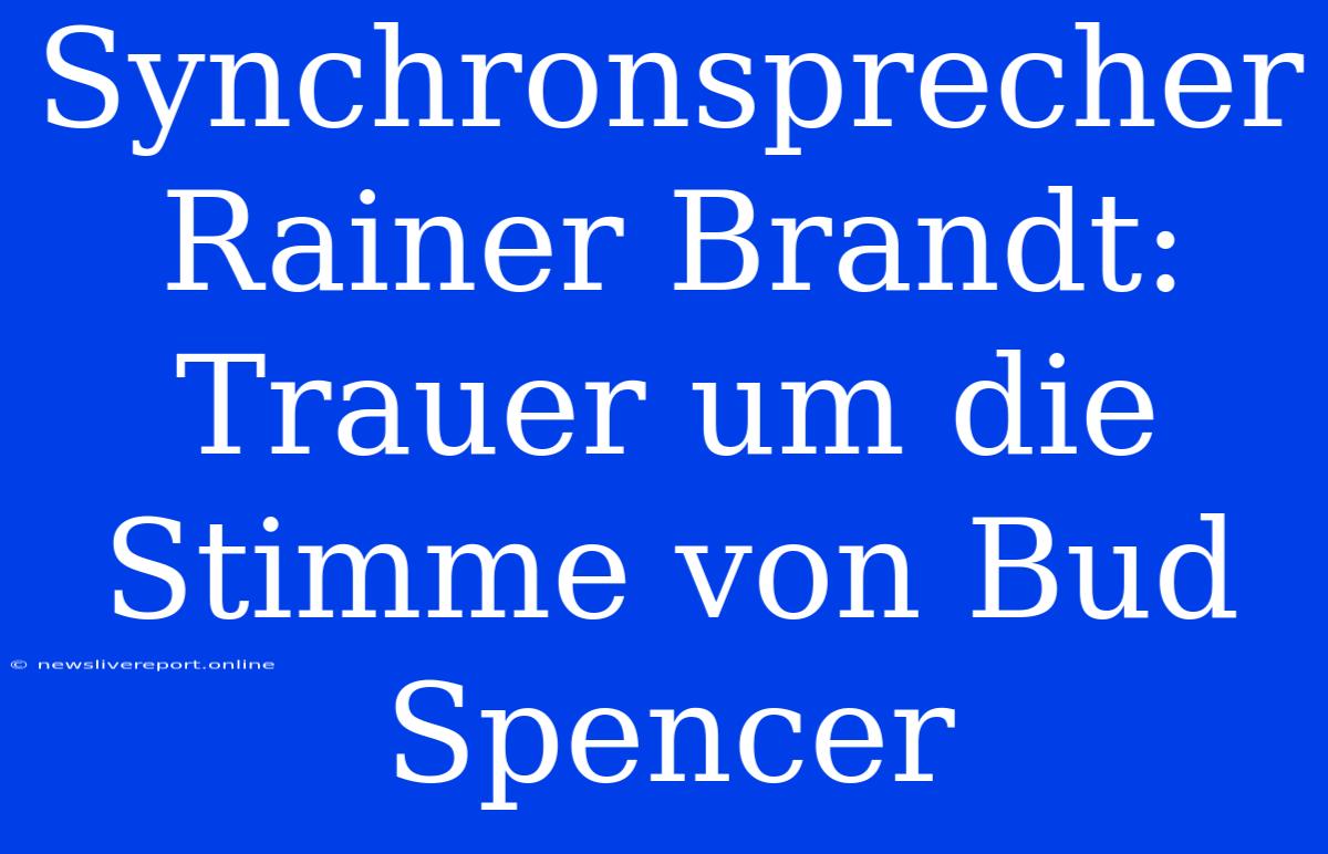 Synchronsprecher Rainer Brandt: Trauer Um Die Stimme Von Bud Spencer