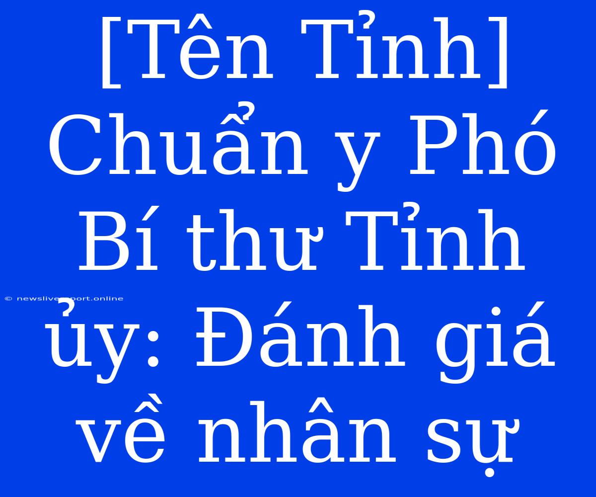 [Tên Tỉnh] Chuẩn Y Phó Bí Thư Tỉnh Ủy: Đánh Giá Về Nhân Sự