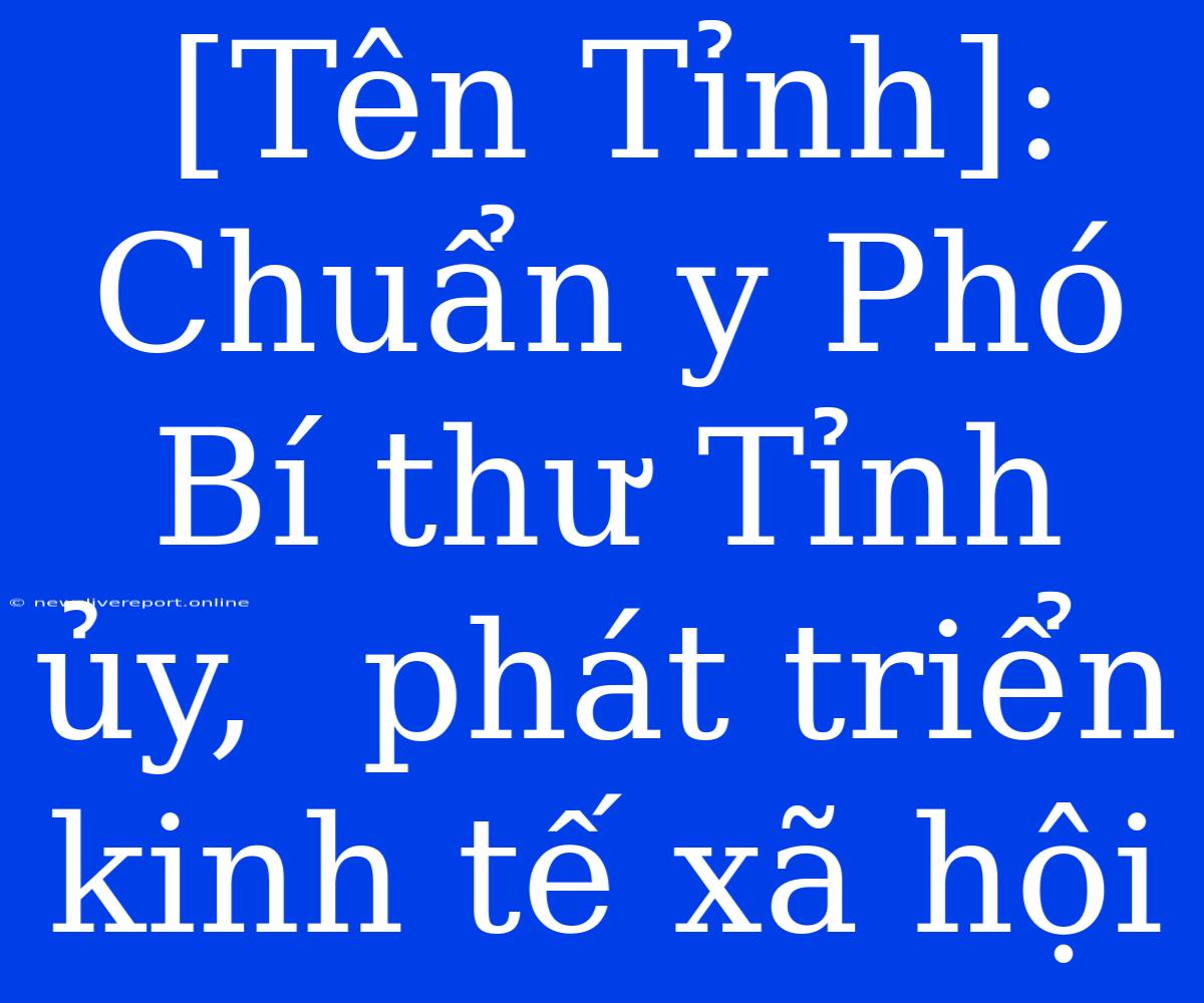 [Tên Tỉnh]:  Chuẩn Y Phó Bí Thư Tỉnh Ủy,  Phát Triển Kinh Tế Xã Hội