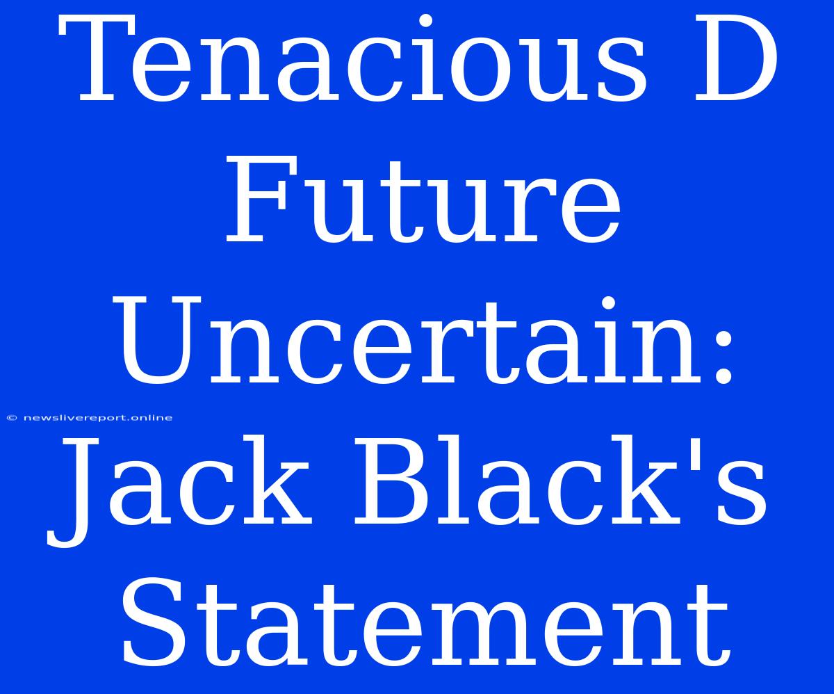 Tenacious D Future Uncertain: Jack Black's Statement