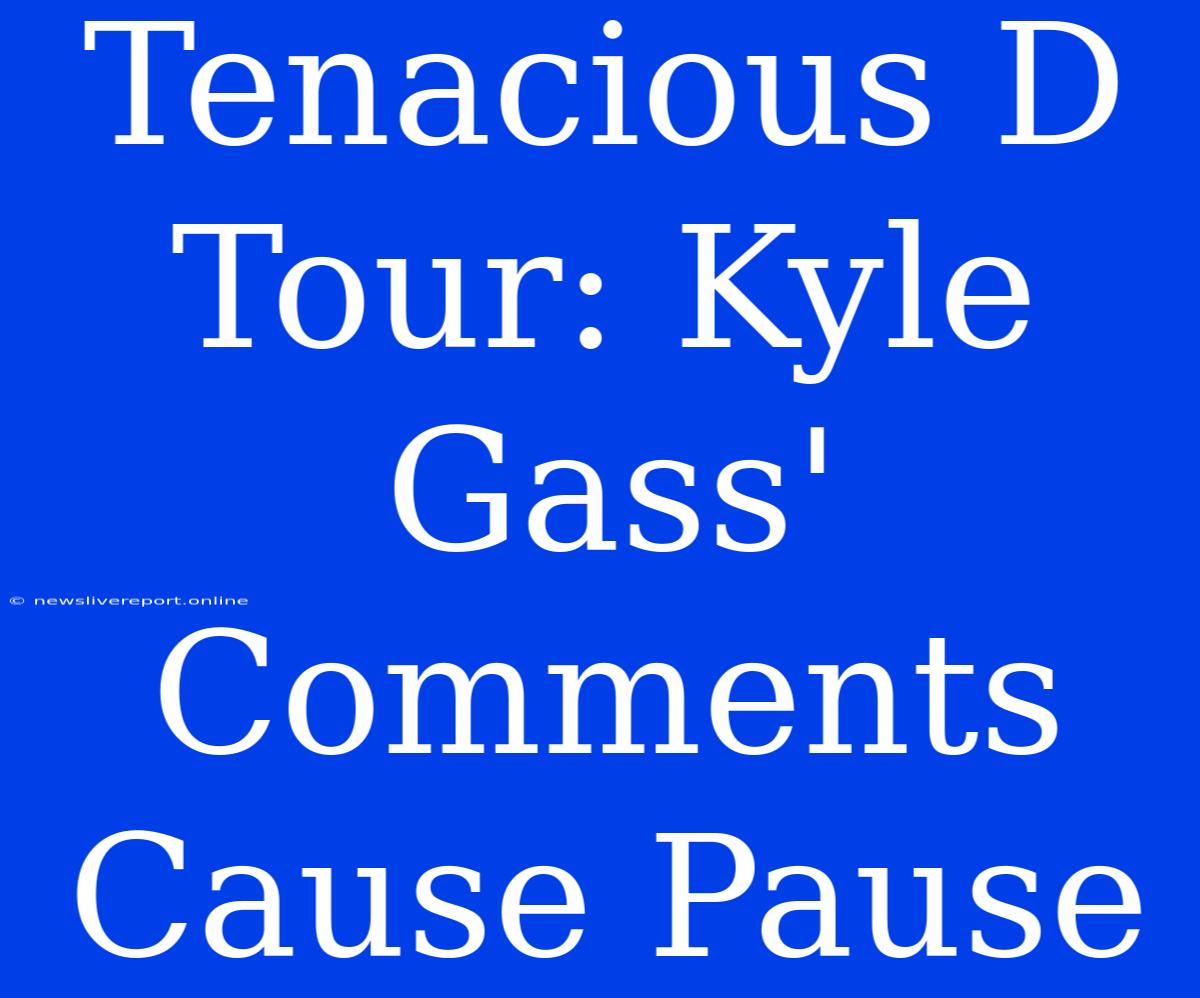 Tenacious D Tour: Kyle Gass' Comments Cause Pause