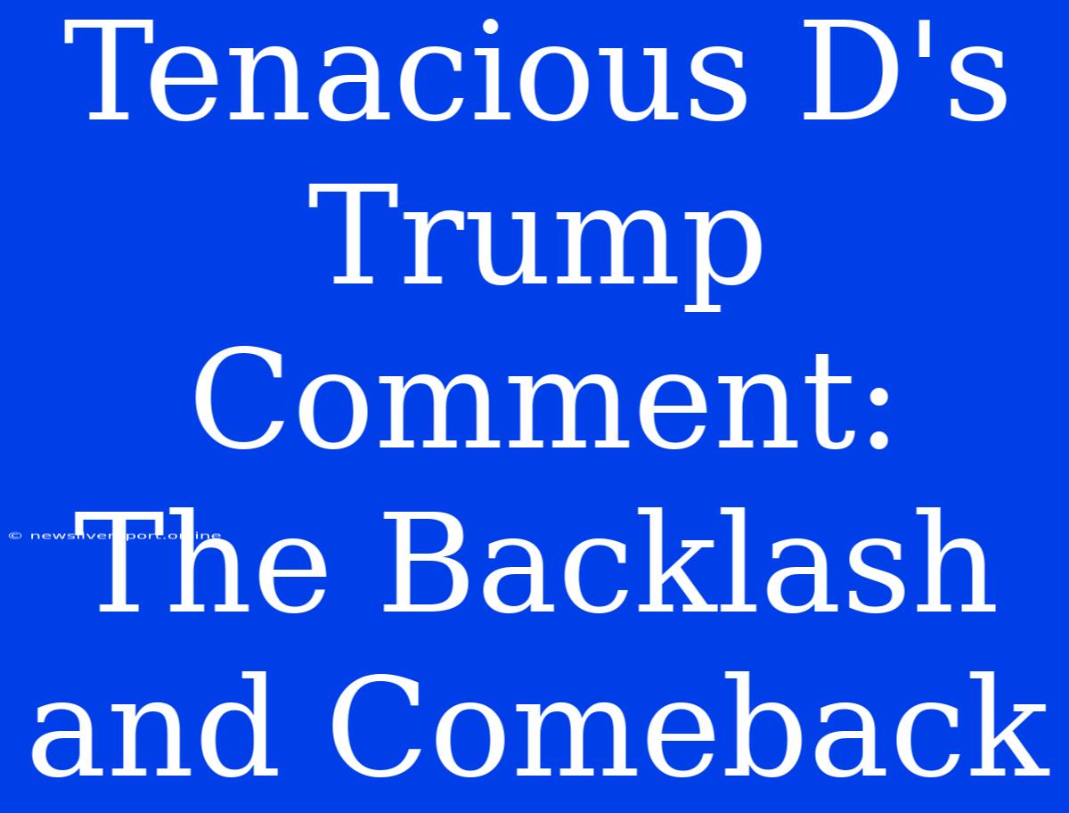 Tenacious D's Trump Comment:  The Backlash And Comeback