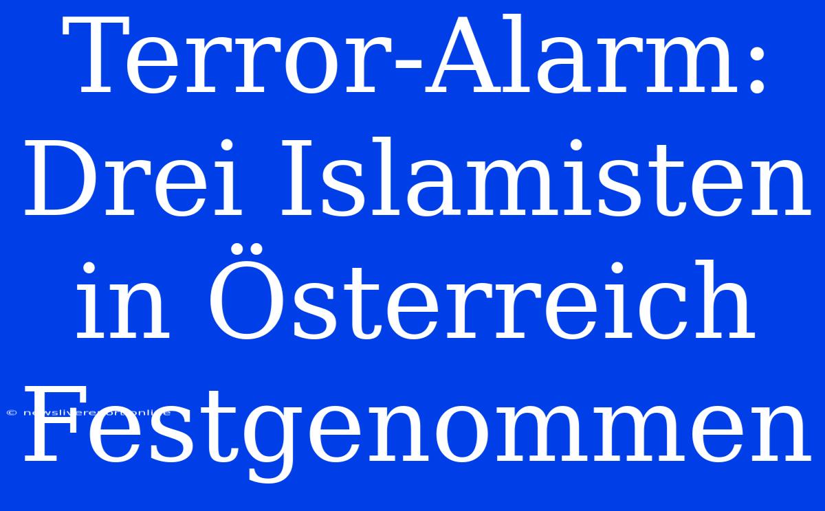 Terror-Alarm: Drei Islamisten In Österreich Festgenommen