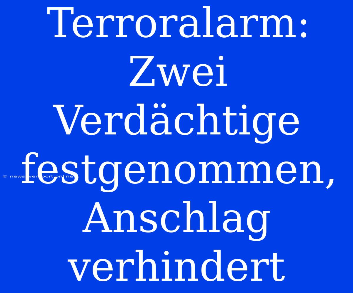 Terroralarm: Zwei Verdächtige Festgenommen, Anschlag Verhindert