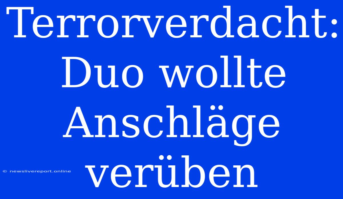 Terrorverdacht: Duo Wollte Anschläge Verüben