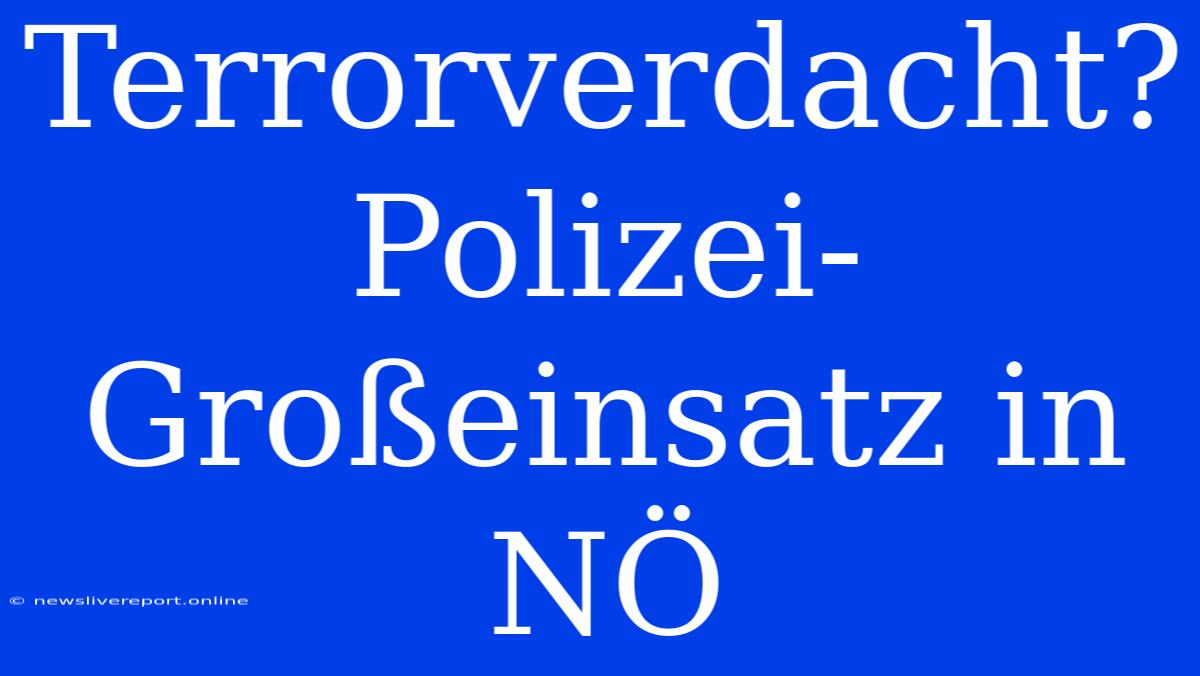 Terrorverdacht? Polizei-Großeinsatz In NÖ