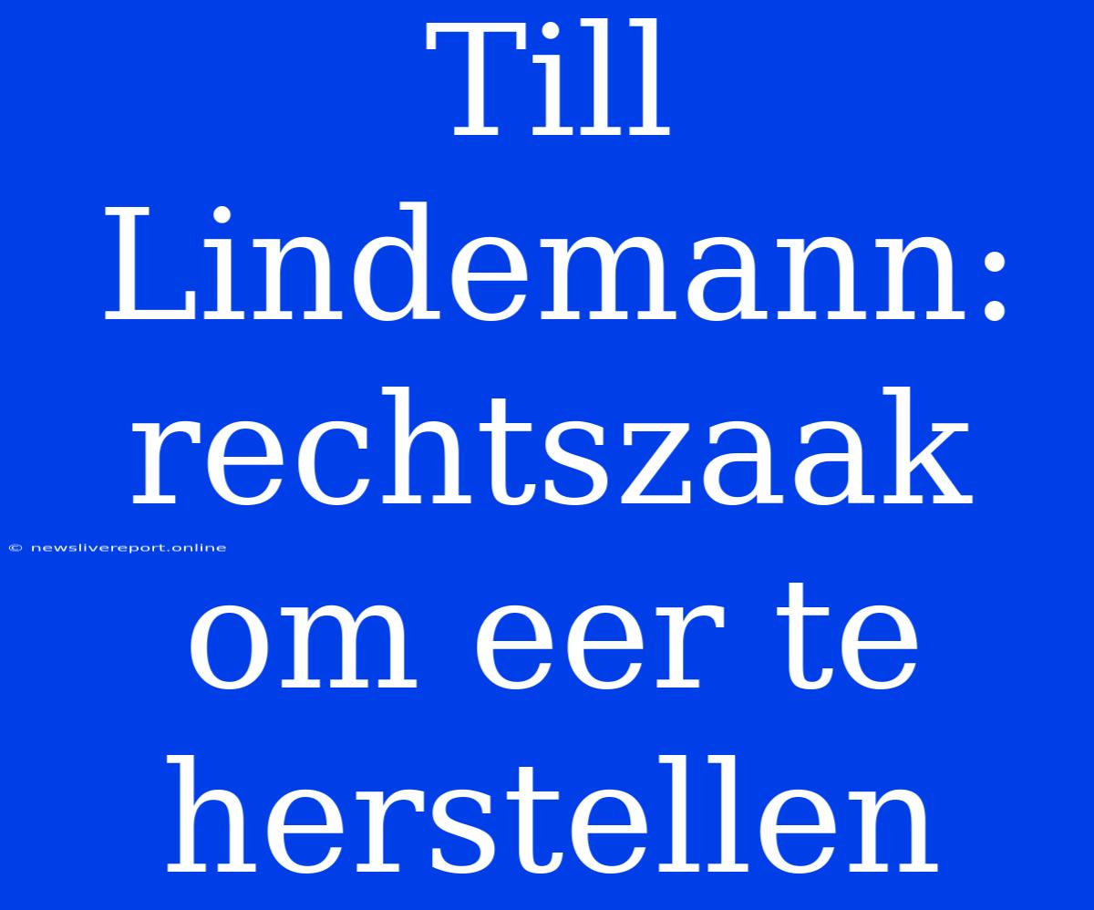 Till Lindemann: Rechtszaak Om Eer Te Herstellen