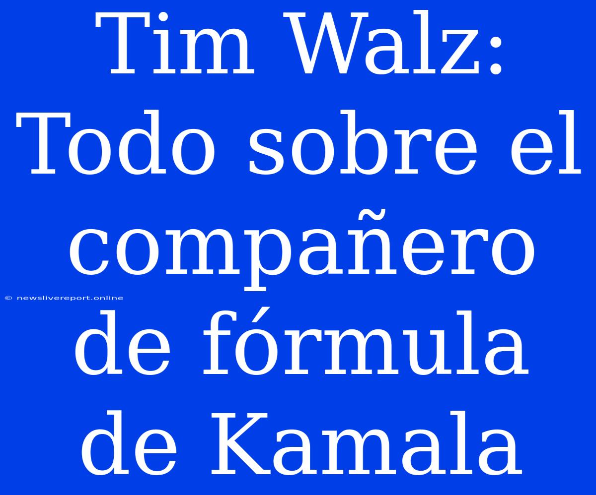 Tim Walz: Todo Sobre El Compañero De Fórmula De Kamala