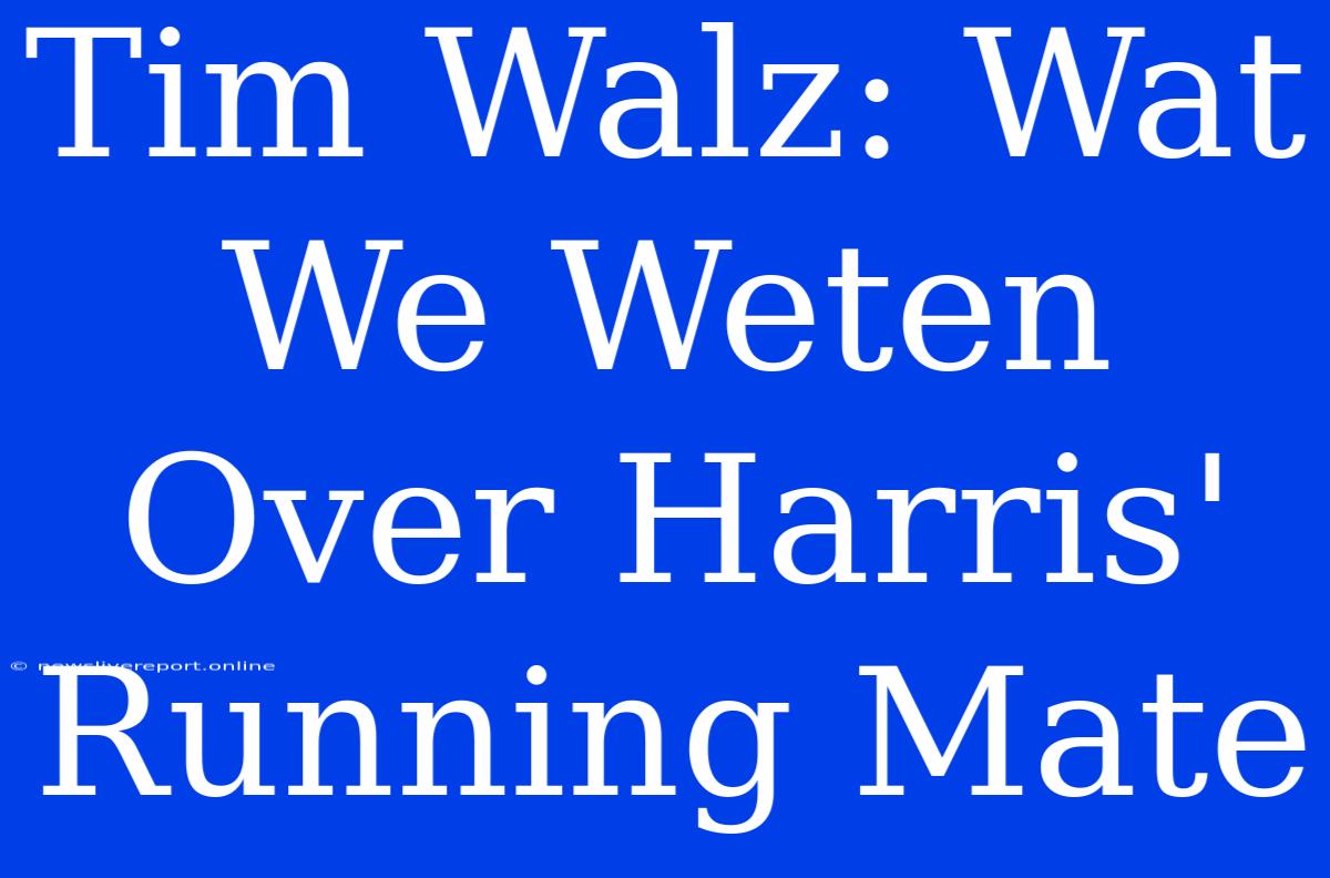 Tim Walz: Wat We Weten Over Harris' Running Mate