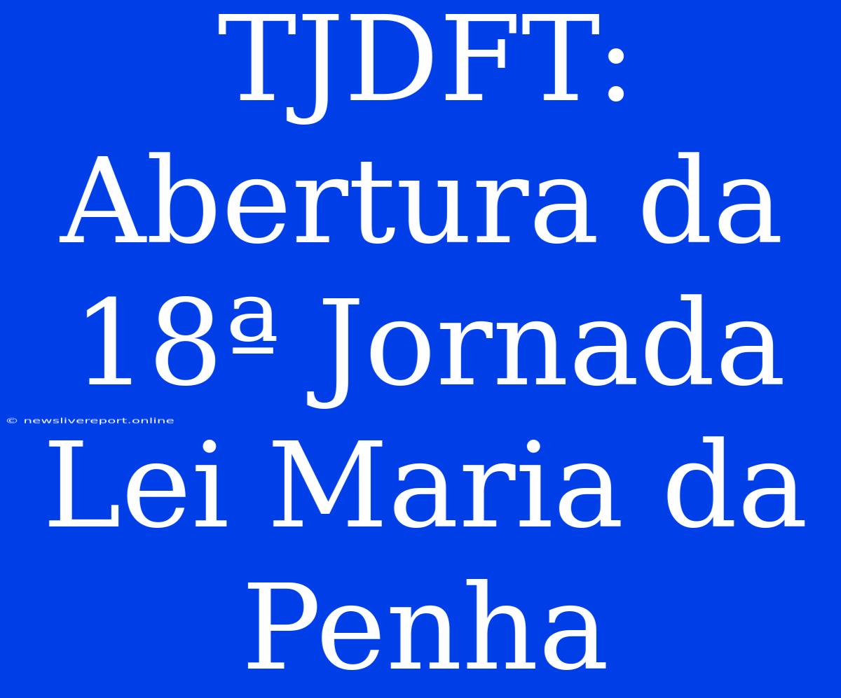 TJDFT: Abertura Da 18ª Jornada Lei Maria Da Penha