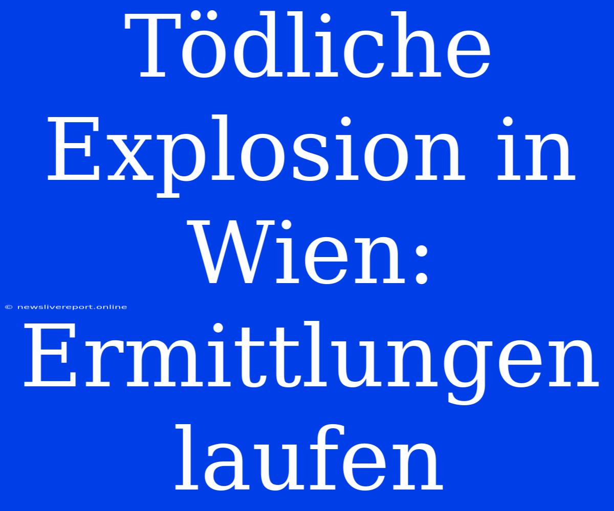 Tödliche Explosion In Wien: Ermittlungen Laufen