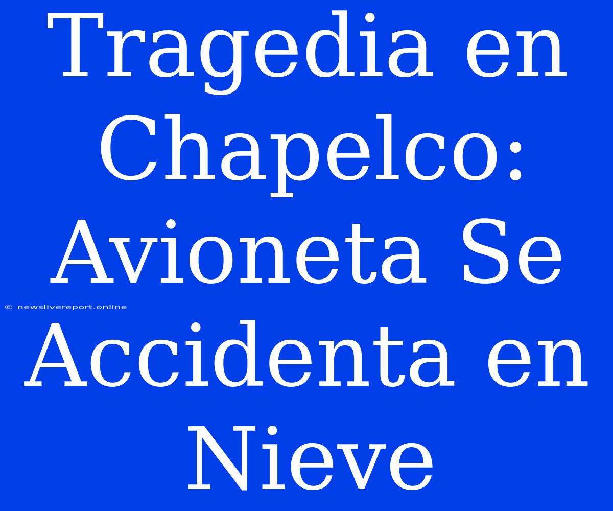 Tragedia En Chapelco: Avioneta Se Accidenta En Nieve