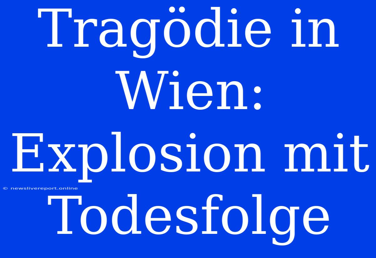 Tragödie In Wien: Explosion Mit Todesfolge