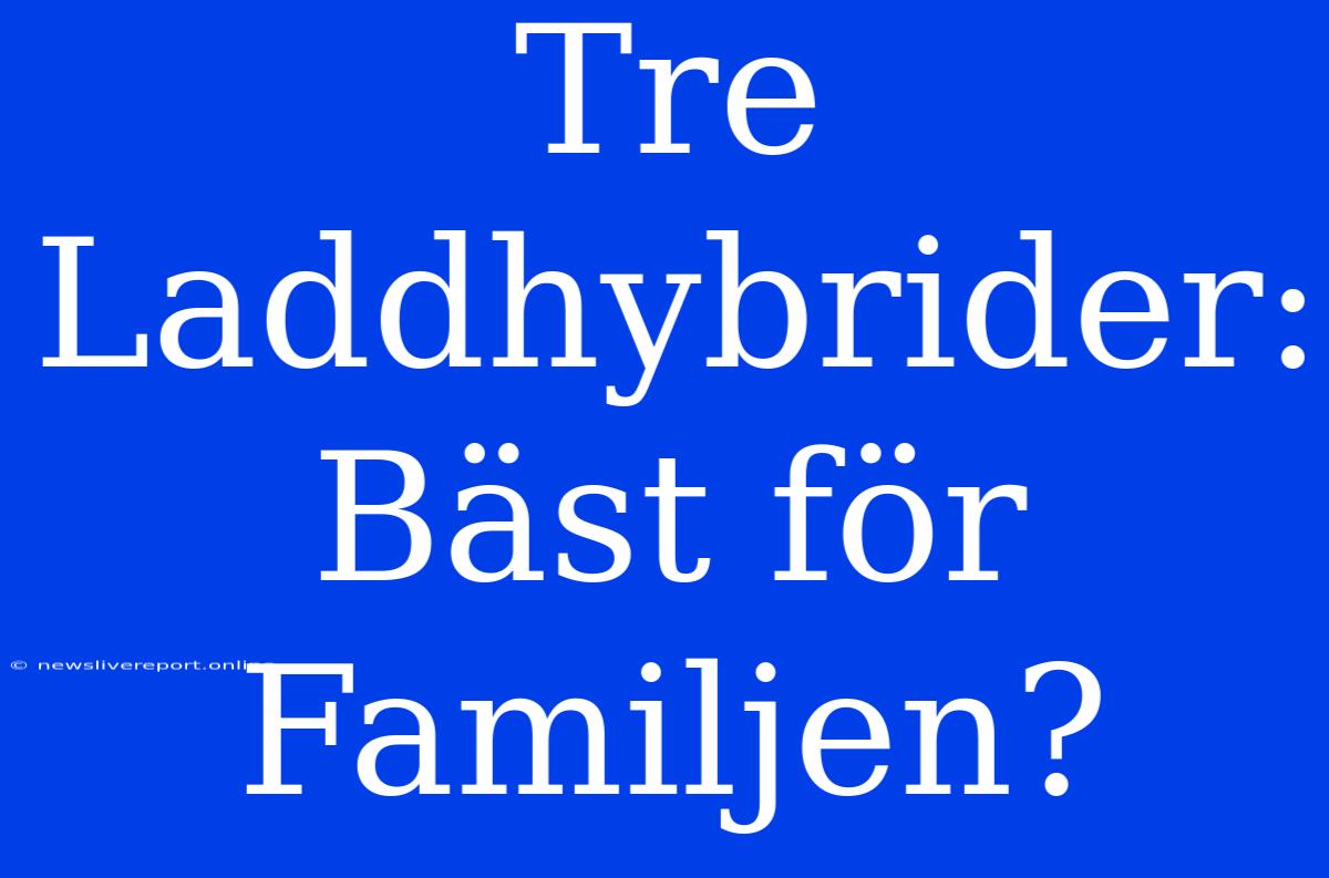 Tre Laddhybrider: Bäst För Familjen?