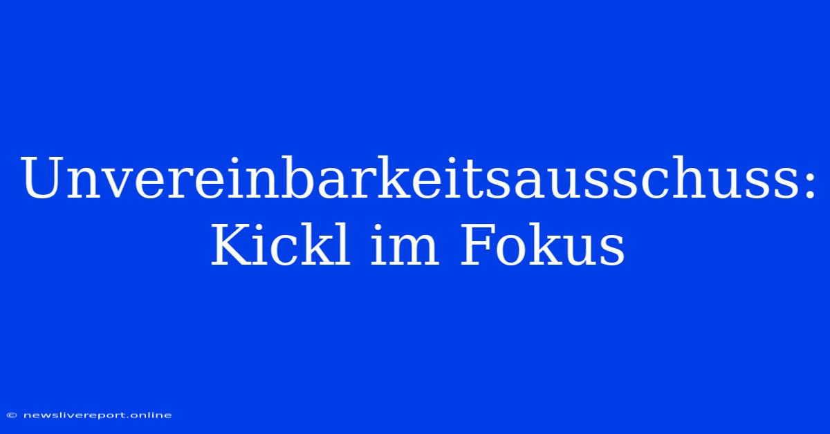 Unvereinbarkeitsausschuss: Kickl Im Fokus