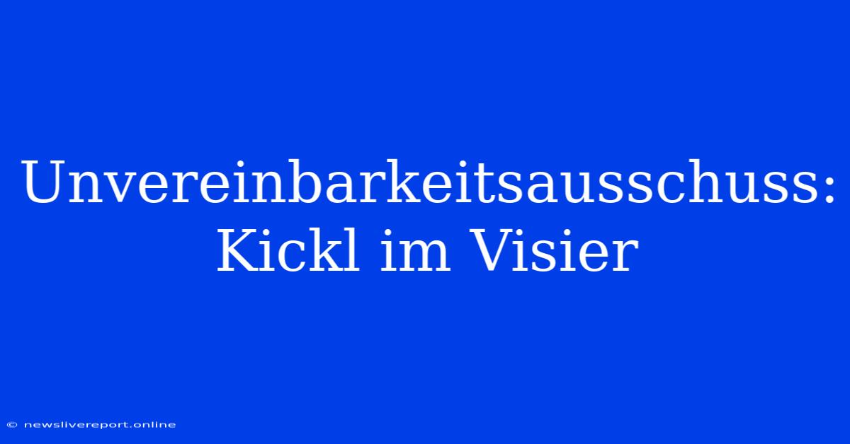 Unvereinbarkeitsausschuss: Kickl Im Visier