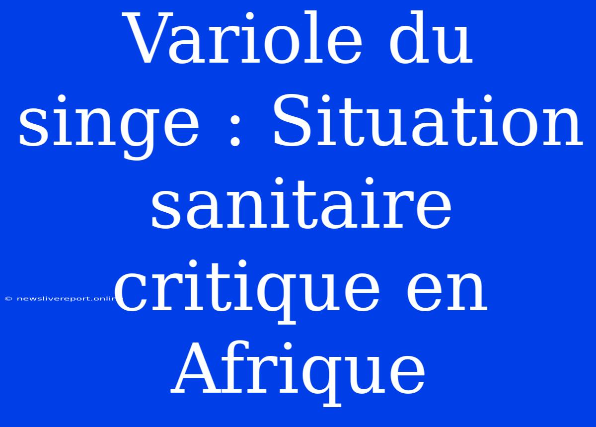 Variole Du Singe : Situation Sanitaire Critique En Afrique