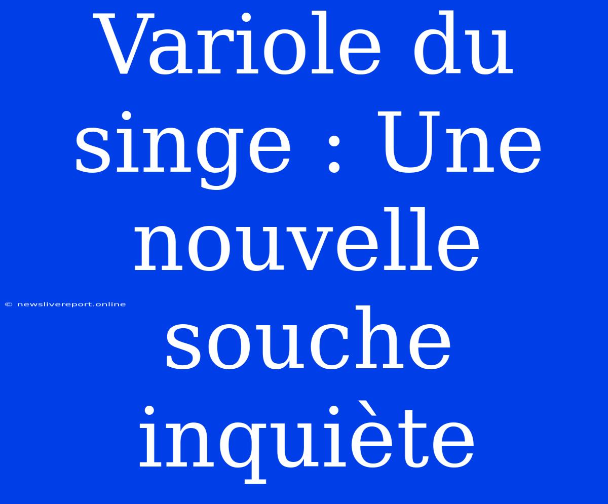 Variole Du Singe : Une Nouvelle Souche Inquiète