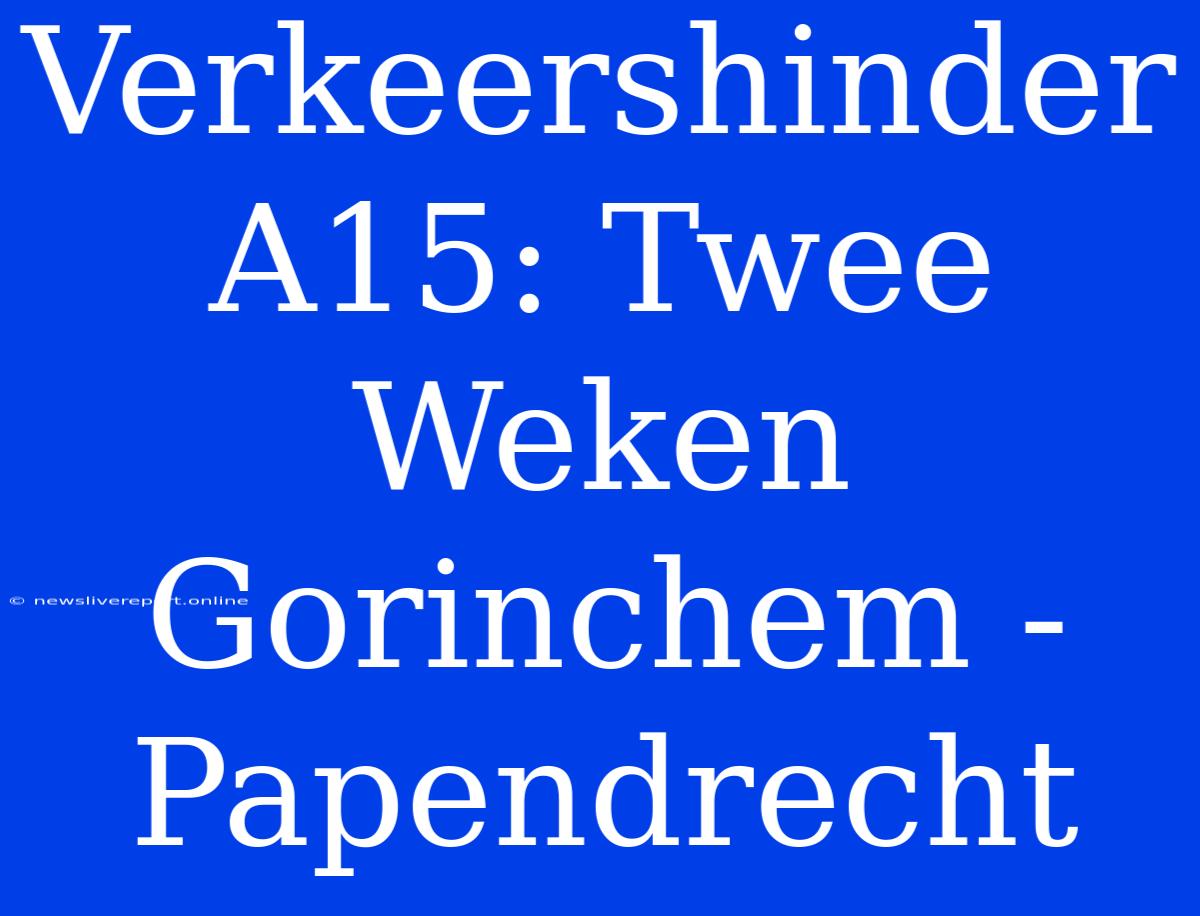 Verkeershinder A15: Twee Weken Gorinchem - Papendrecht