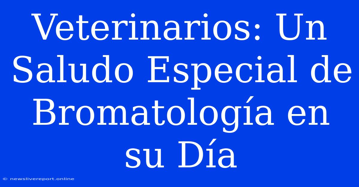 Veterinarios: Un Saludo Especial De Bromatología En Su Día