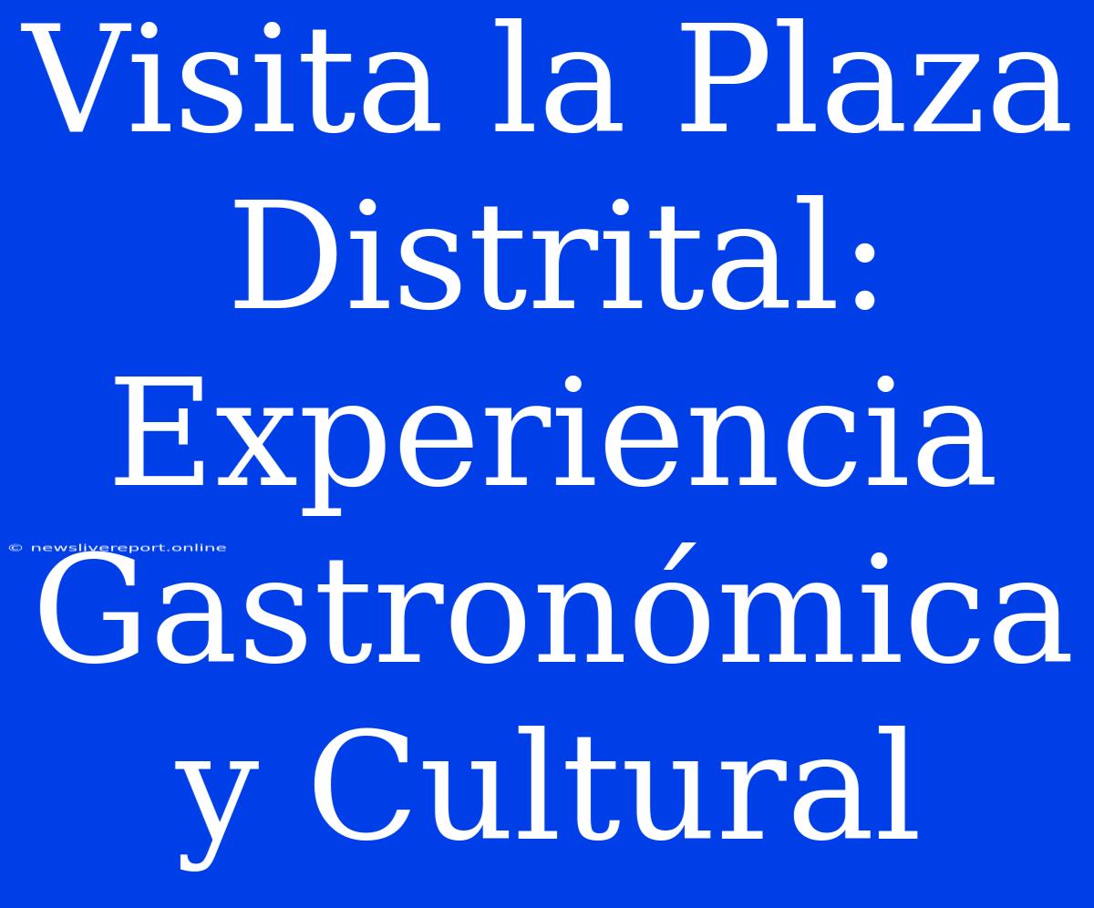 Visita La Plaza Distrital: Experiencia Gastronómica Y Cultural