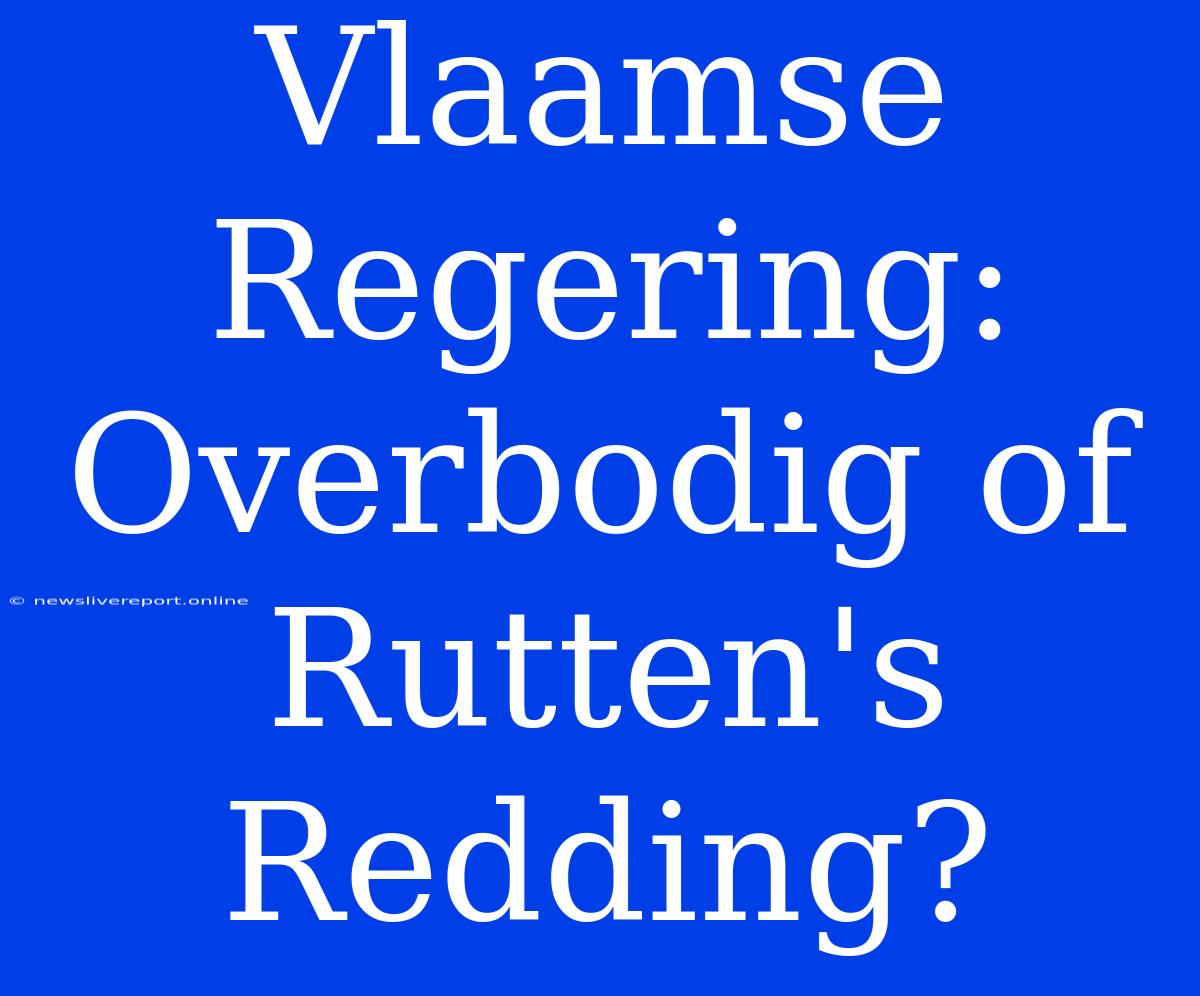 Vlaamse Regering: Overbodig Of Rutten's Redding?