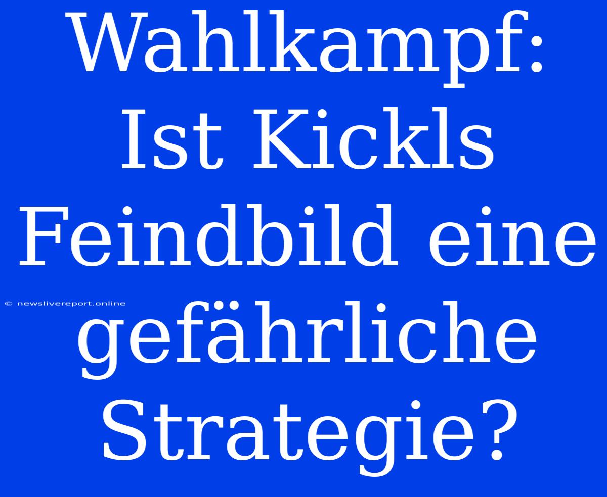 Wahlkampf: Ist Kickls Feindbild Eine Gefährliche Strategie?