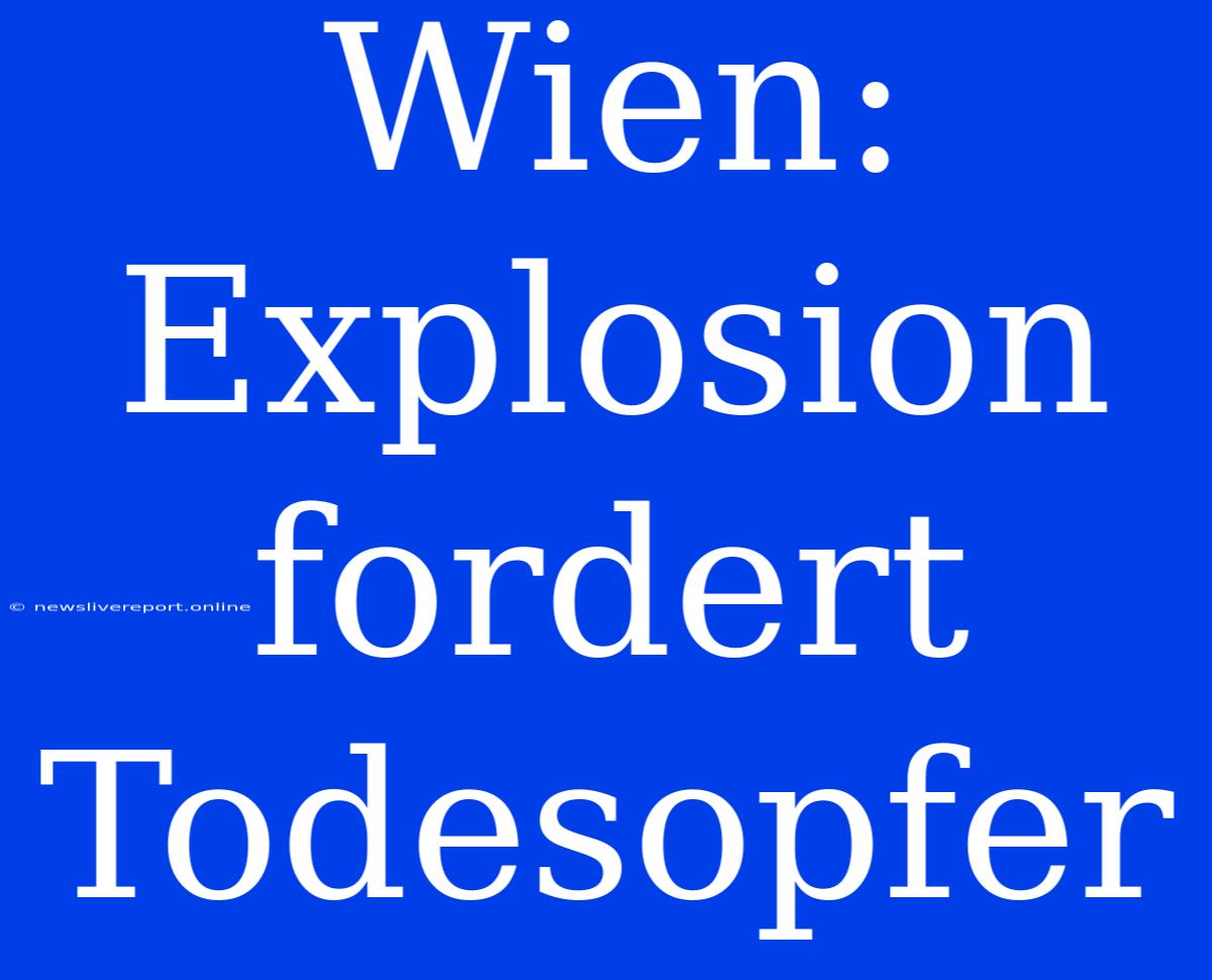 Wien: Explosion Fordert Todesopfer