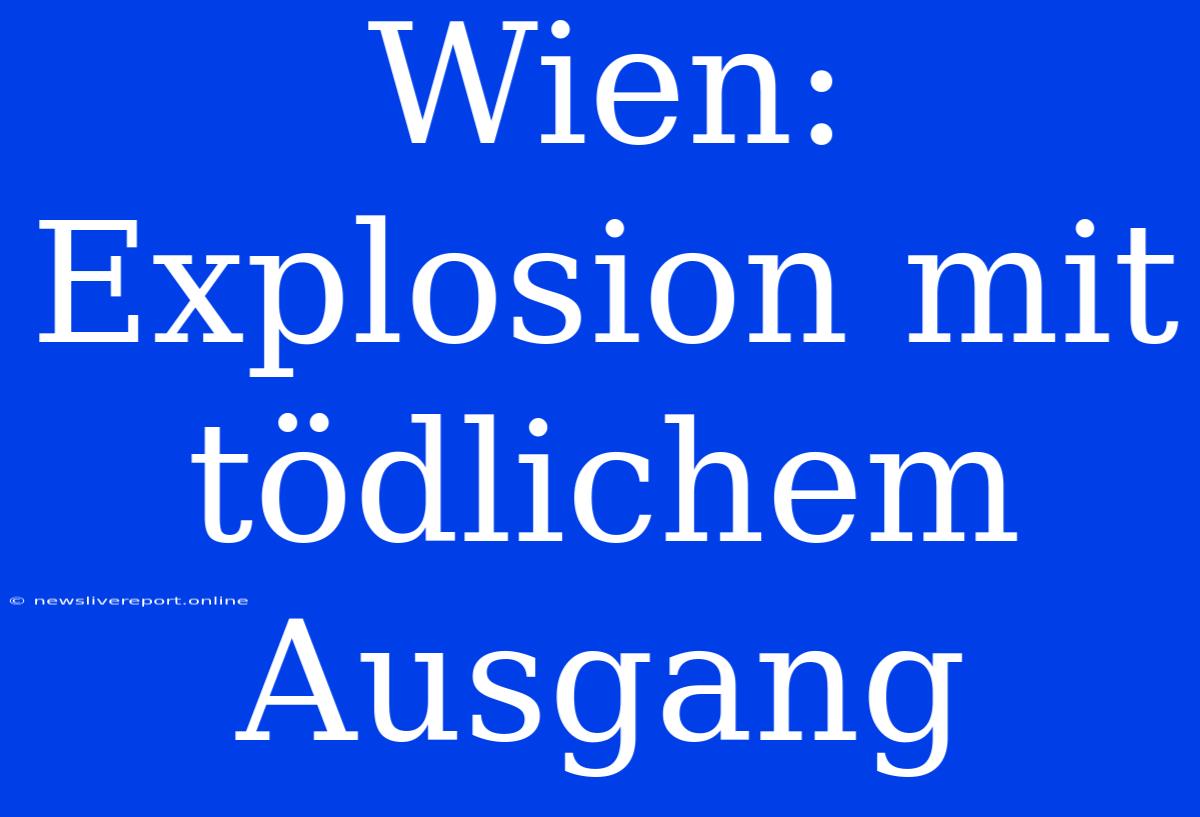 Wien: Explosion Mit Tödlichem Ausgang