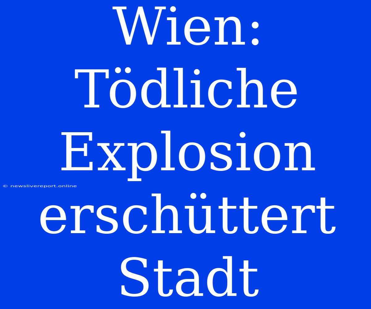 Wien: Tödliche Explosion Erschüttert Stadt