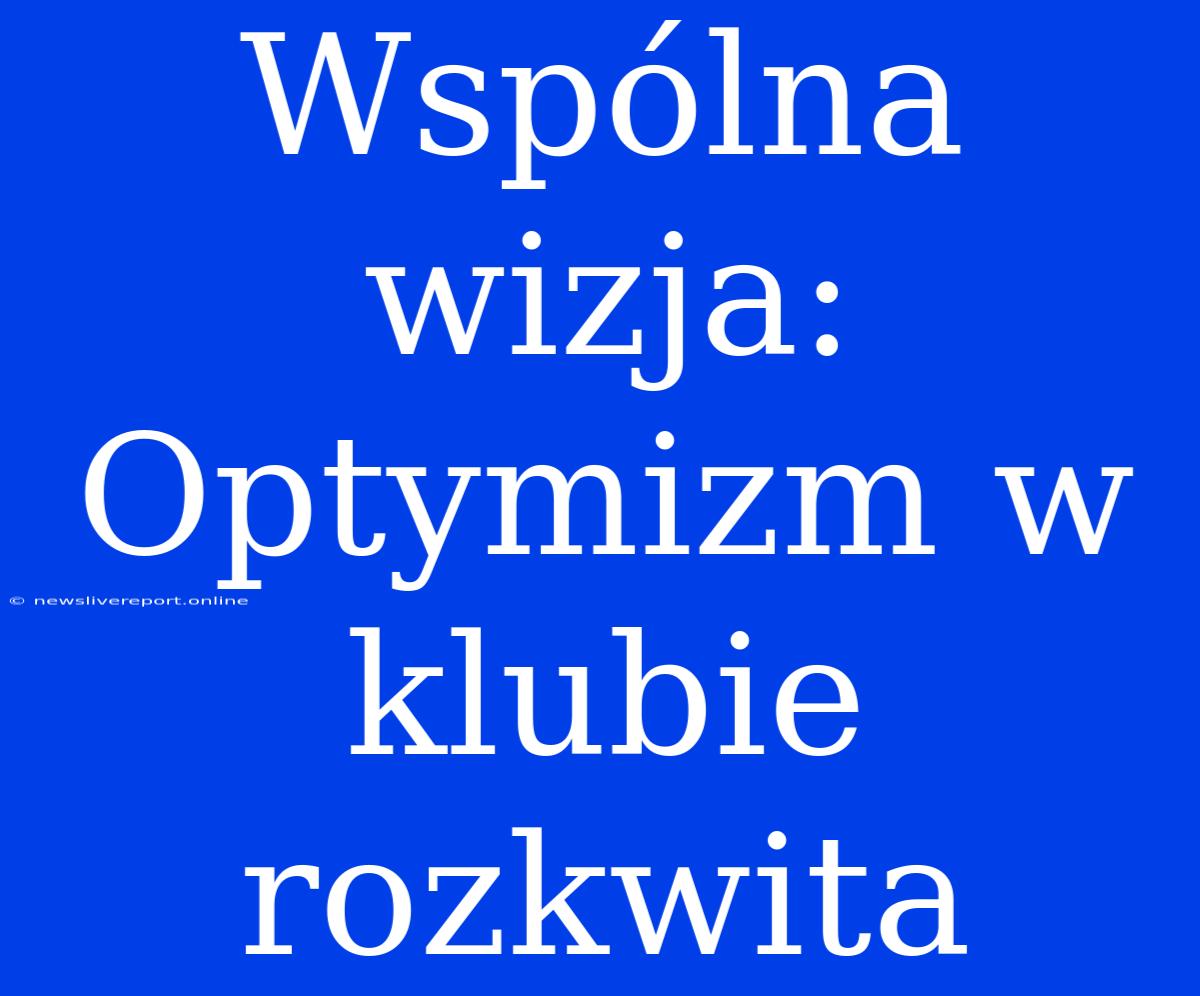 Wspólna Wizja: Optymizm W Klubie Rozkwita