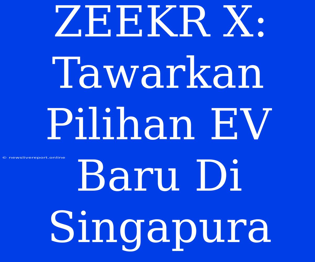 ZEEKR X: Tawarkan Pilihan EV Baru Di Singapura